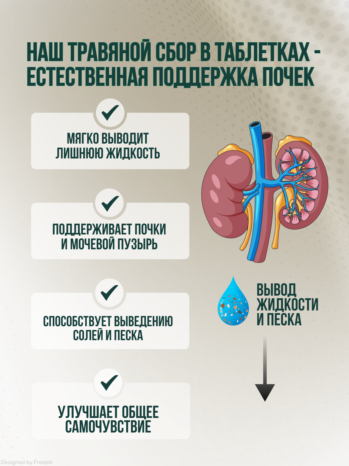 Травяной сбор в таблетках Почки без камней и песка. Мочегонное средство для почек / 108 трав, 90 таблеток — фото 1