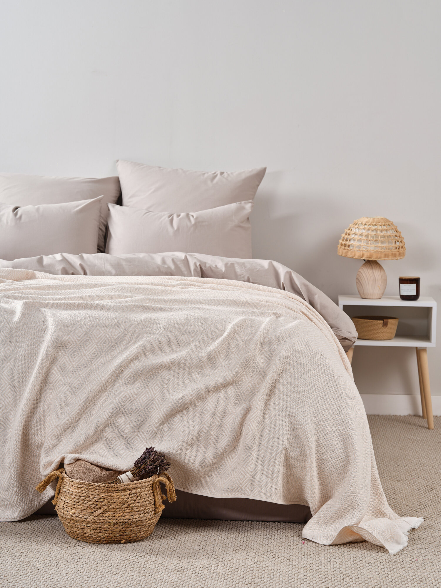 Плед Ночь Нежна 200х220 Молочно-айвори 100% хлопок