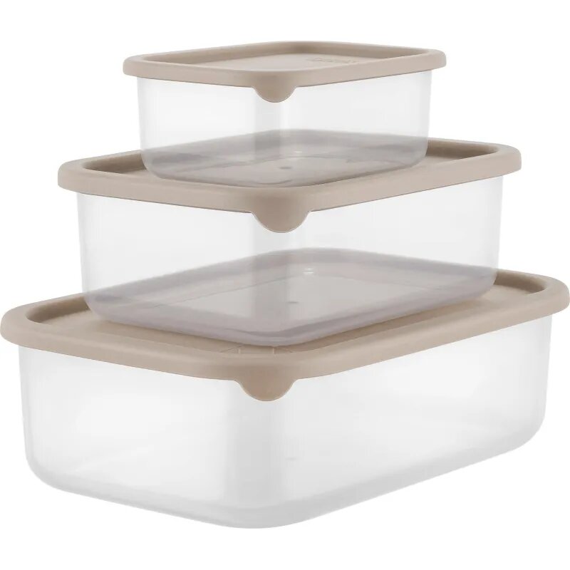 Набор контейнеров Vanilla (018л + 05л +1л) с гибкой крышкой латте