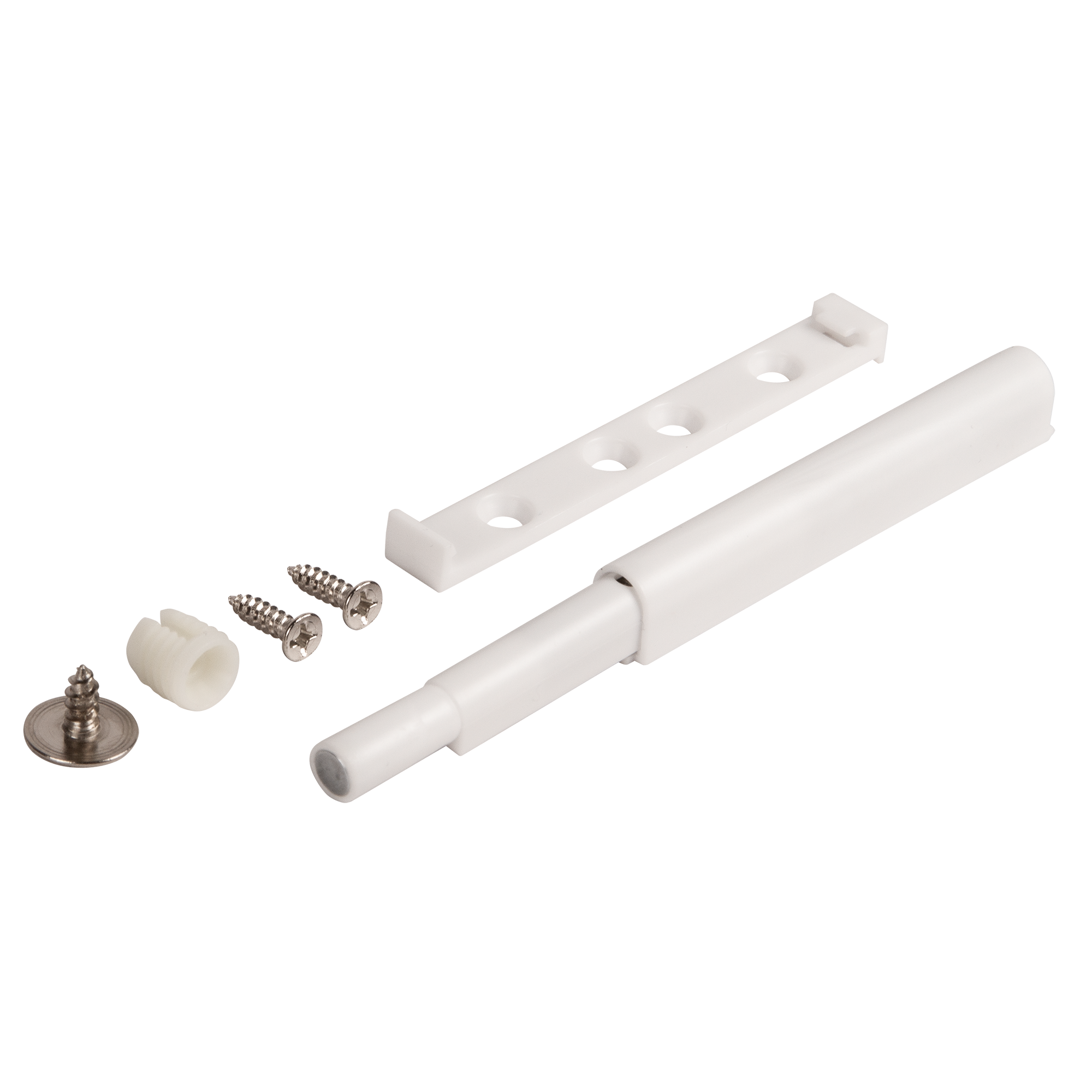 Толкатель мебельный магнитный 85x14 мм пластик цвет белый