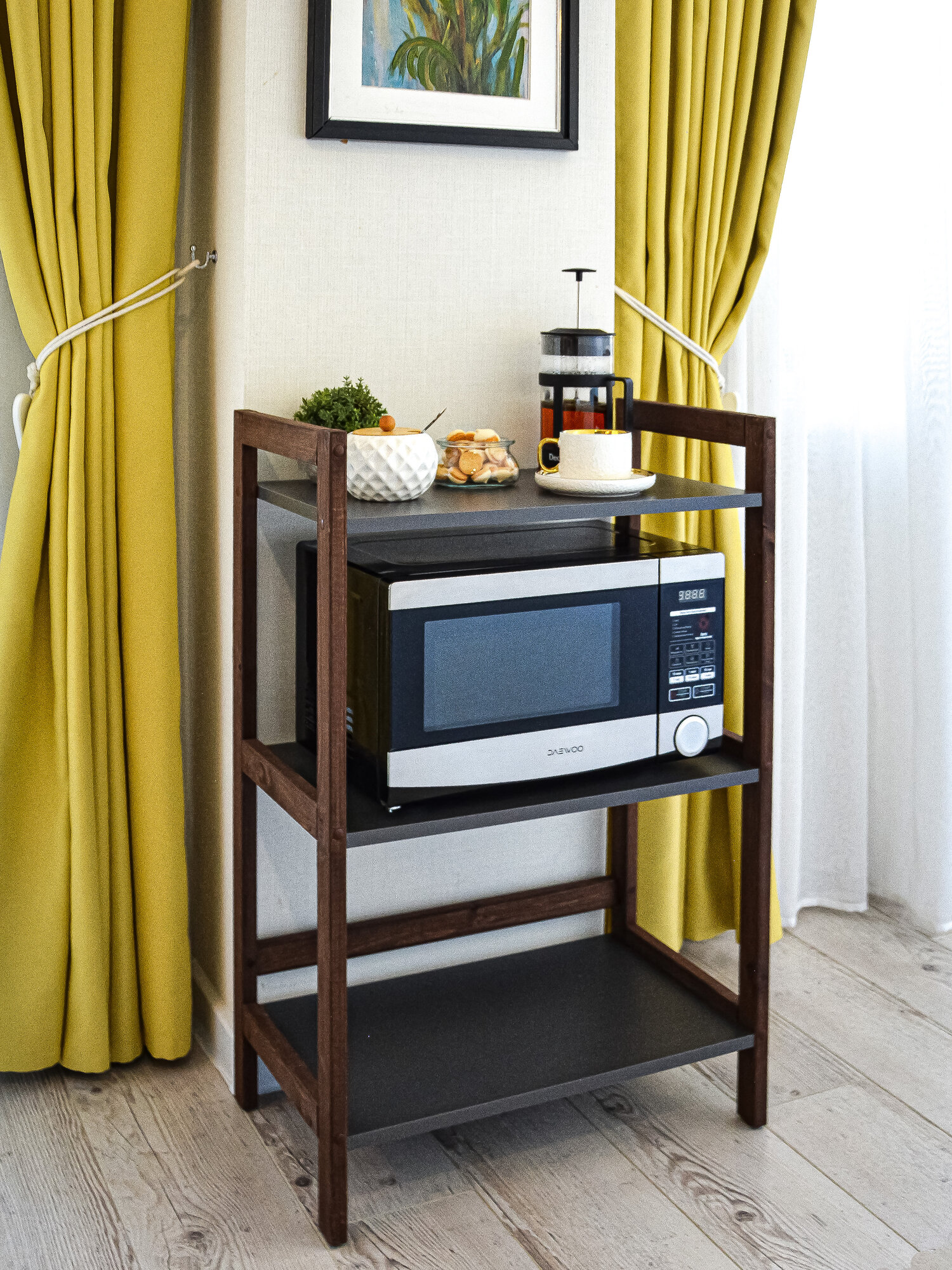 Стеллаж для микроволновки Без бренда, материал корпуса массив дерева/ЛДСП, 88х58х35 см