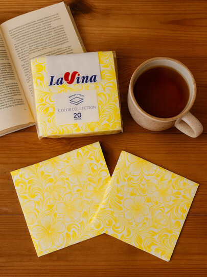 LAVINA Салфетки Lavina с узором 1 блок 10 упаковок . В 1 упаковке - 20 штук