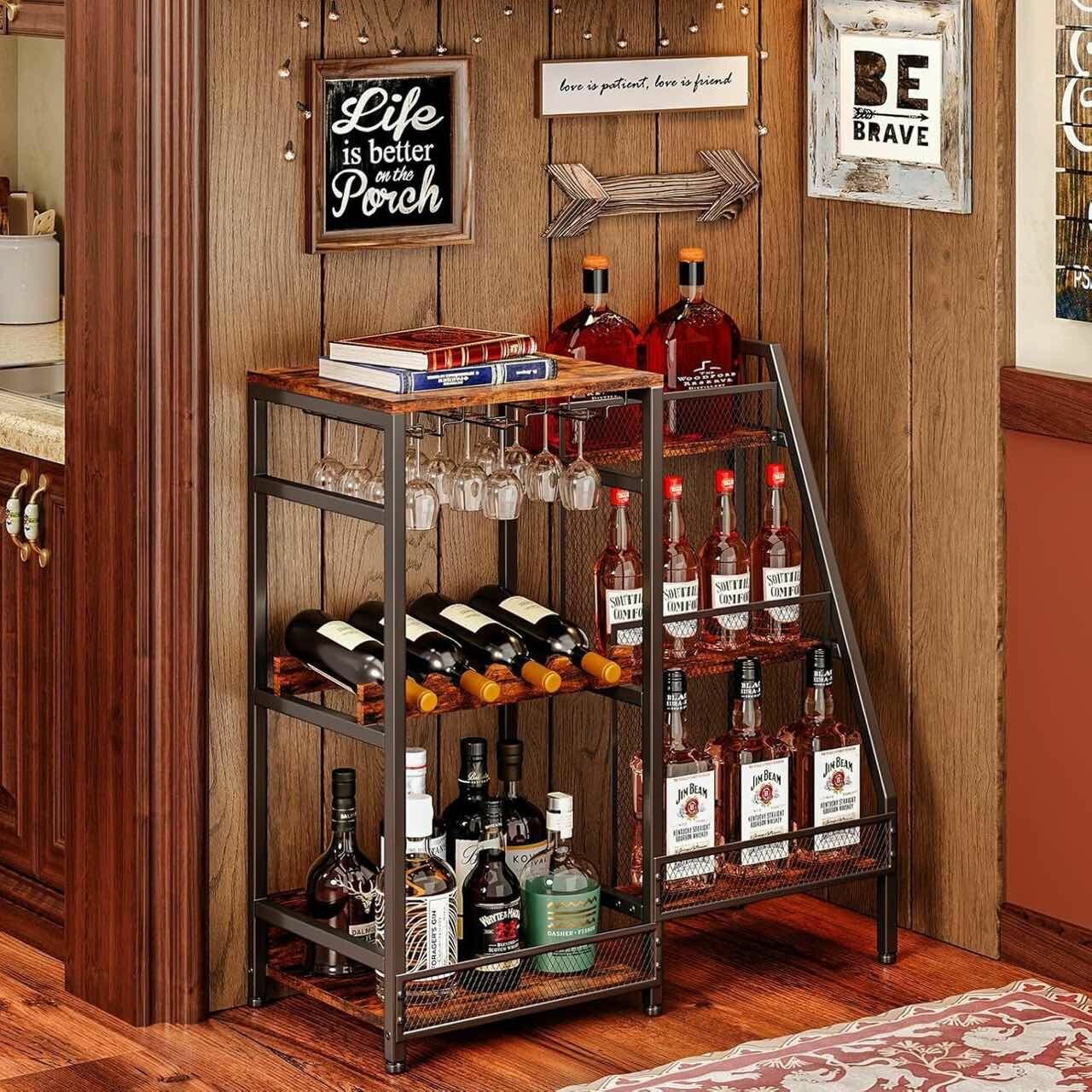 6-ярусный ступенчатый барный шкаф для виски и винных бутылок