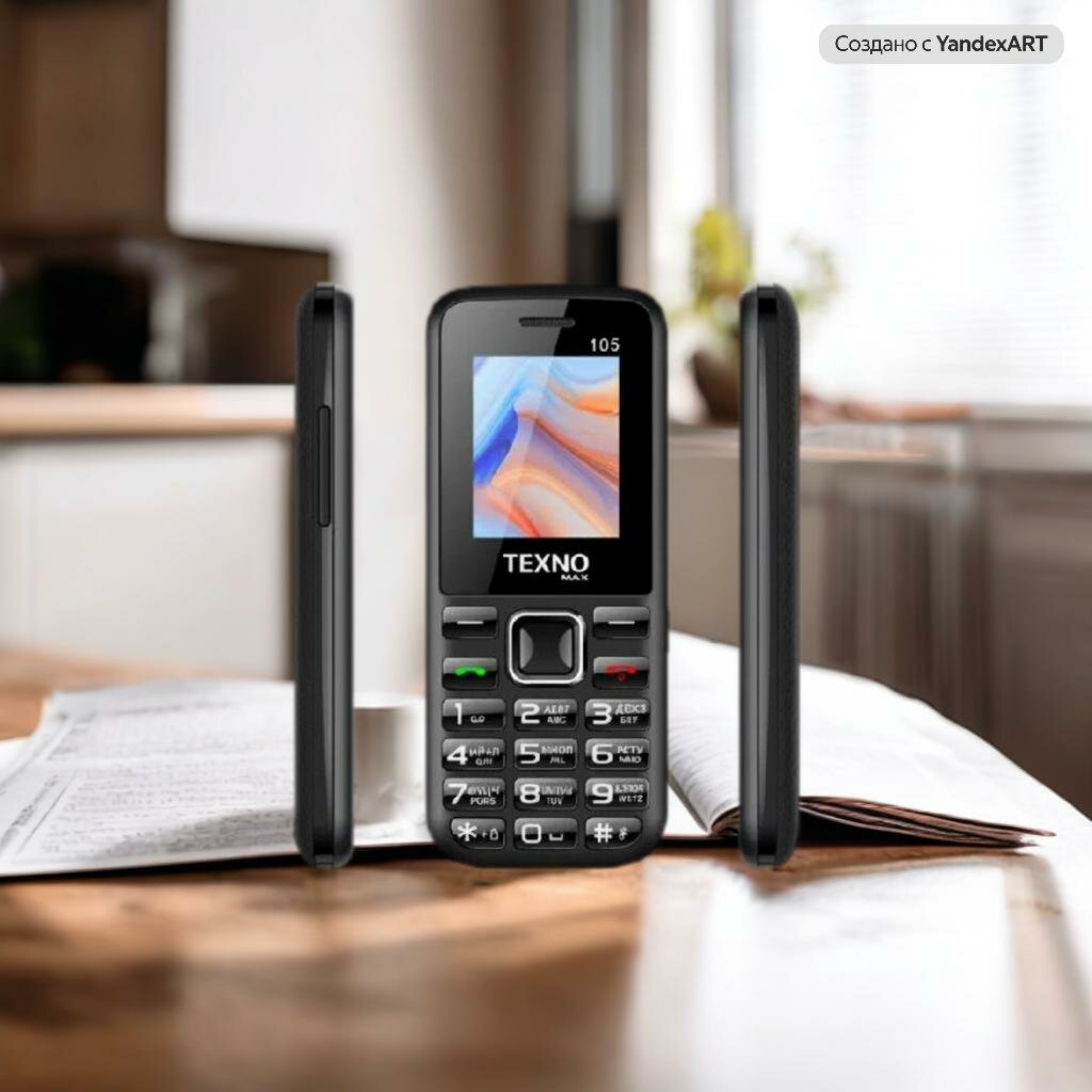 Texno Max 105 кнопочный телефон, с двумя сим-картами, черный