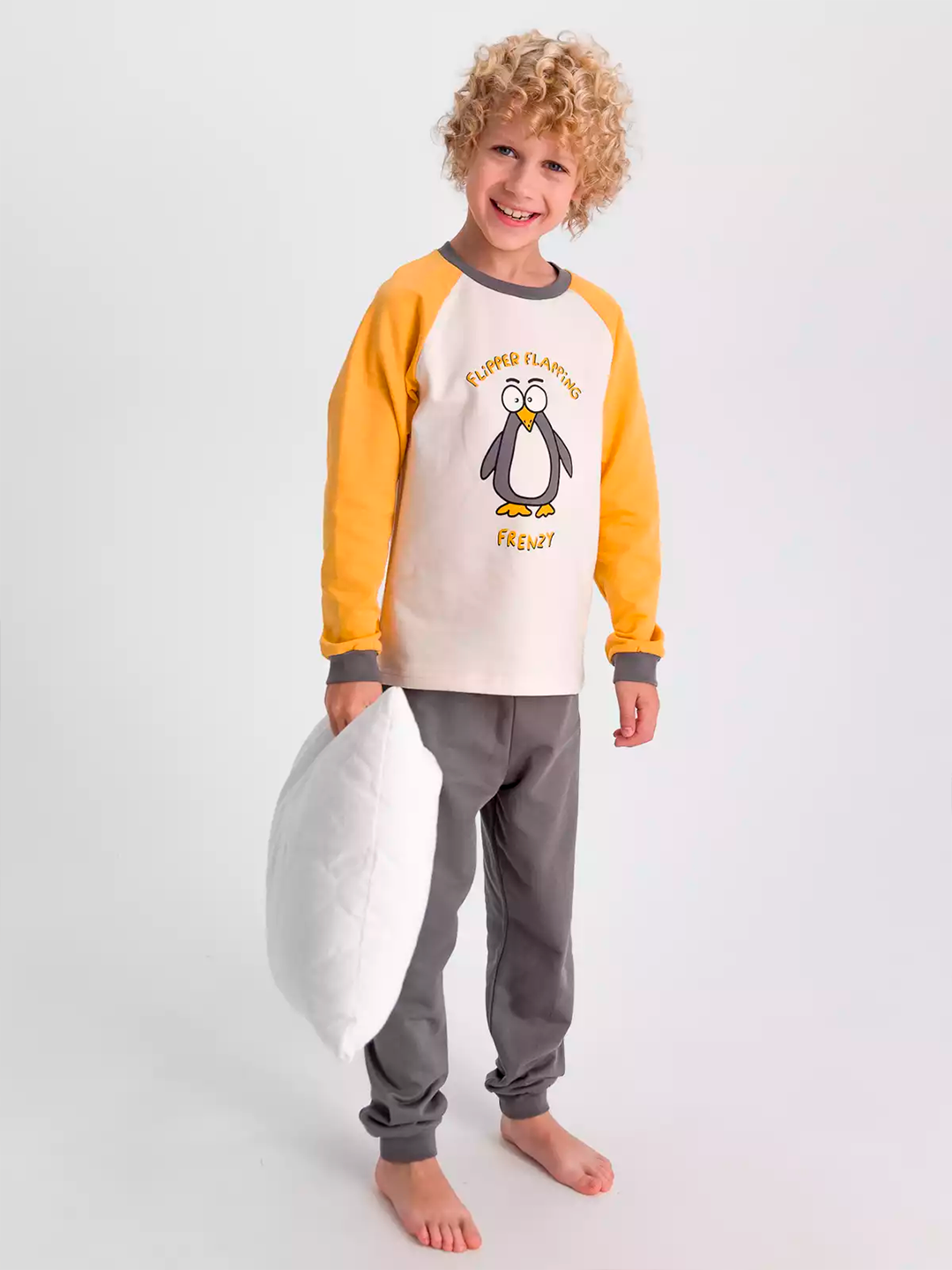 Пижама neo, размер 98, серый/желтый