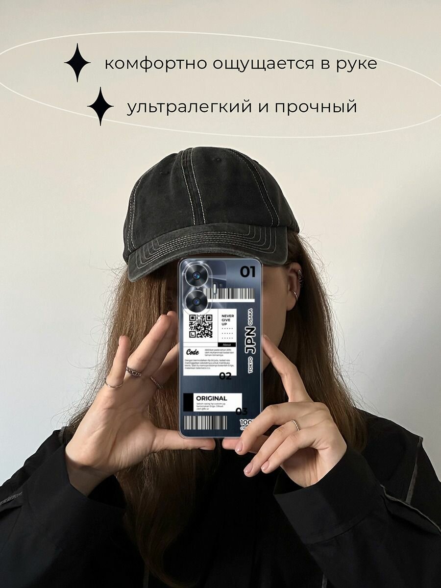 Чехол на Realme C55 / Реалми C55 с принтом "JPN", прозрачный — фото 1