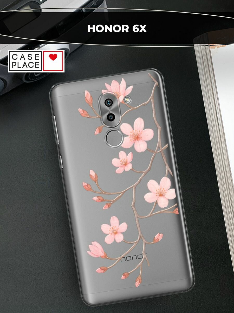 Чехол на Honor 6X / Хонор 6Х с принтом "Веточка распускающейся сакуры 2"
