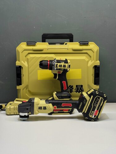 Изображение товара Набор аккумуляторных инструментов Feng Bao 2в1, болгарка, шуруповерт, кейс, 2 АКБ по 6 Ач, зарядное устройство 2А