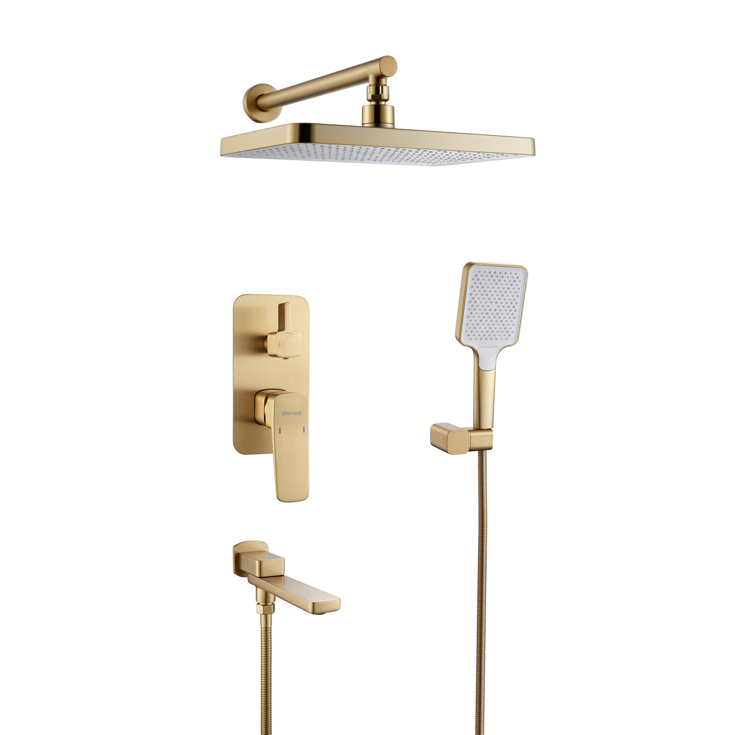 Душевая система встраиваемая Shevanik S9935G, золотой сатин