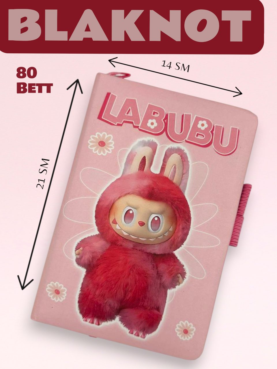 Блокнот labubu 1902-8, A5, мелованная бумага, интегральная обложка, 80 л