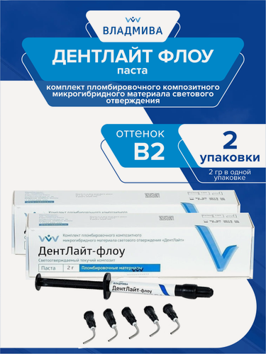Изображение товара Комплект Текучий светоотверждаемый композит ДентЛайт флоу 2 гр. (оттенок В2) х 2 шт.