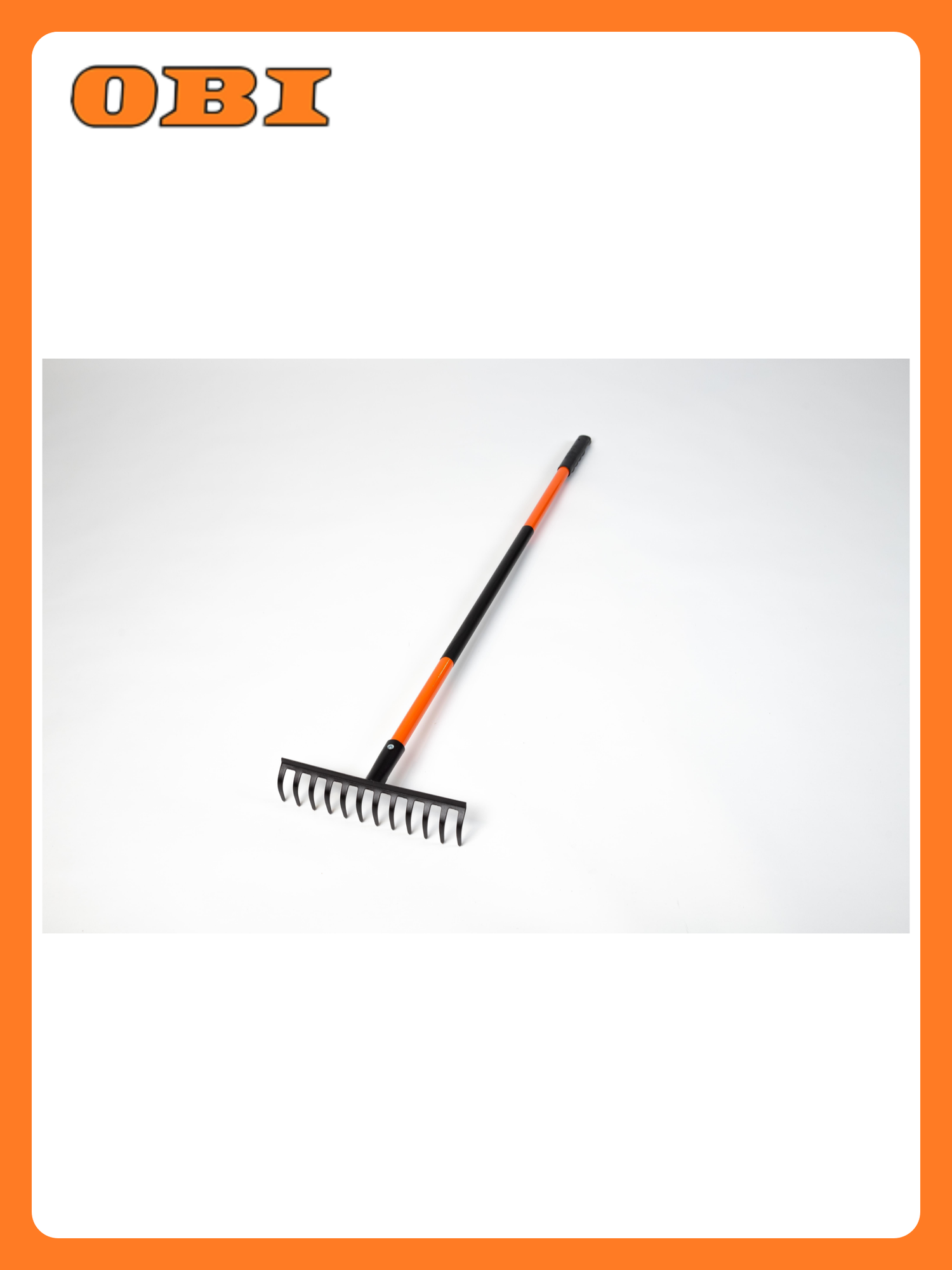 Грабли садовые Заря 705608 прямые 12 зубцов с черенком металл оранжево-черные