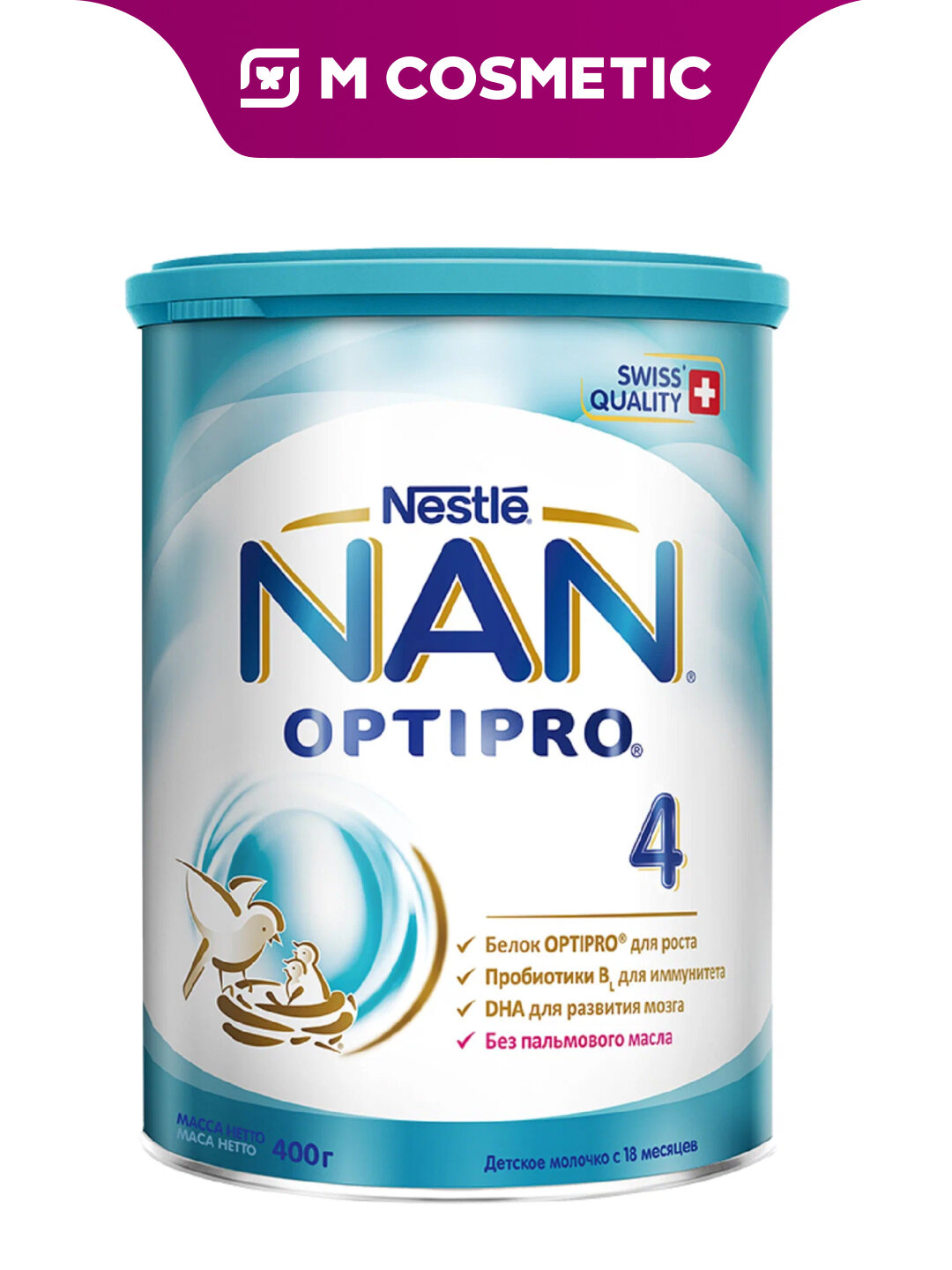 Детское молочко NAN Nestlé OPTIPRO, для детей от 18 мес, без сахара, 400 гр.