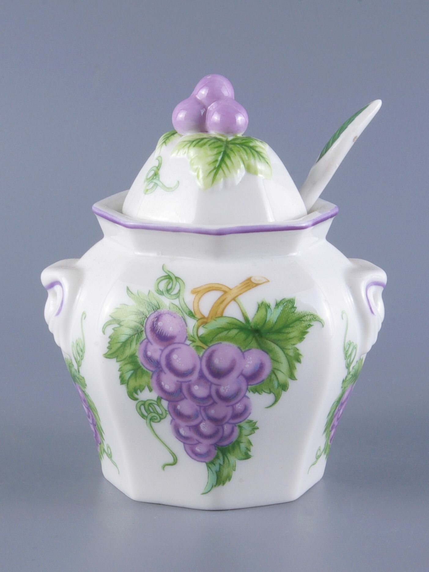 Винтажная сахарница  банка для варенья и джема  Виноград   Фарфор  Lenox  США  1991 год