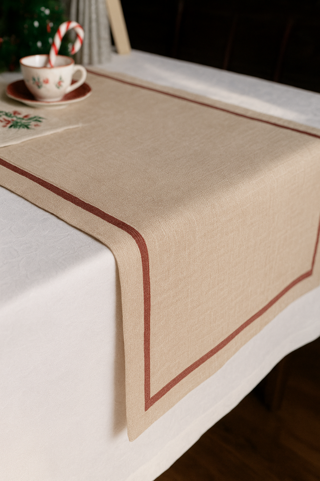 Дорожка(раннер) из 100% льна 150*50см для сервировки стола с кантом