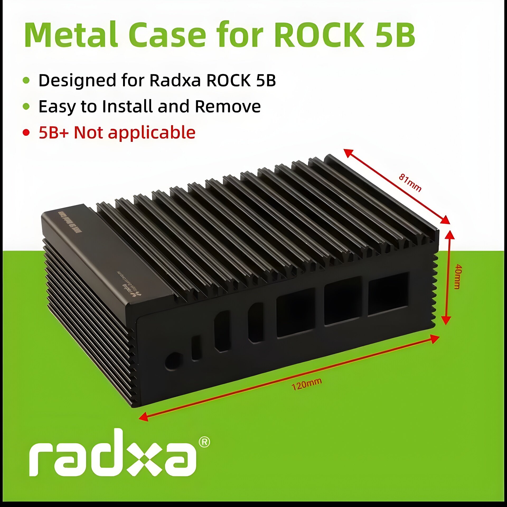 Корпус RockPi для одноплатного компьютера ROCK 5B металлический черный с интерфейсами USB 2.0 3.0 и Type-C