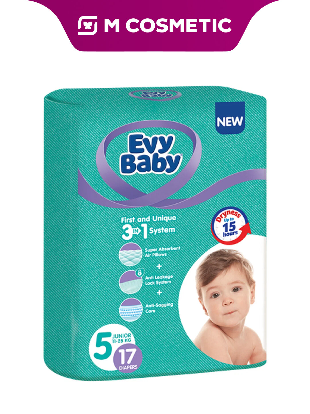 Подгузники Evy Baby, 5 размер, 17 штук, для детей 11 - 25 кг