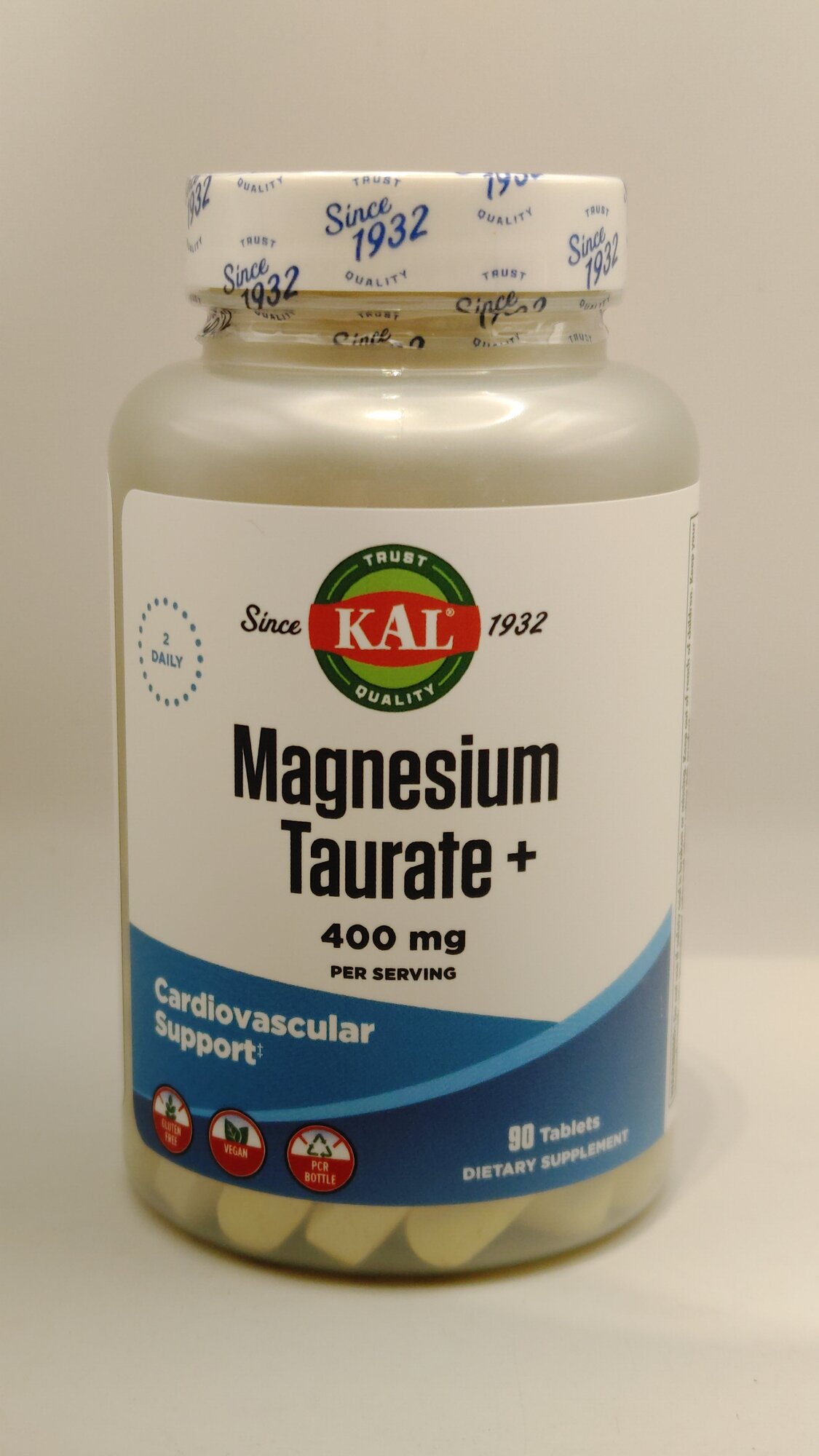Магний KAL Magnesium Taurate, 90 таблеток, без глютена, веганская формула