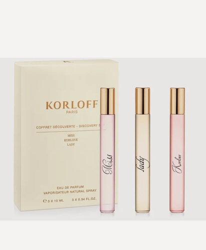 Изображение товара Парфюмерный набор KORLOFF PARIS для женщин DISCOVERY мини сет 3 X 10 мл (LADY + MISS + KORLOVE)