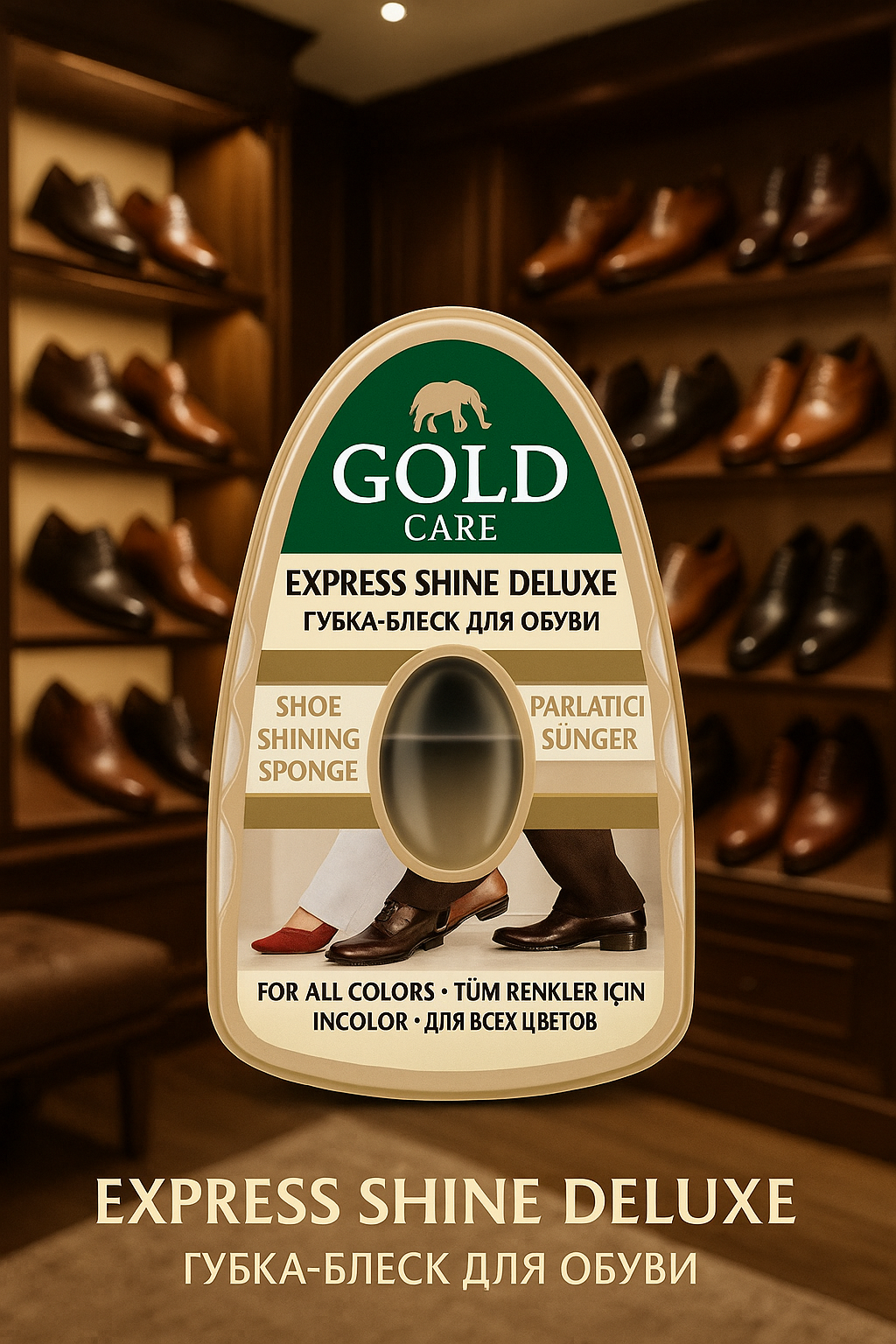 Губка для обуви GOLD, с дозатором, с силиконом, Бесцивет, 6 млный — фото 1