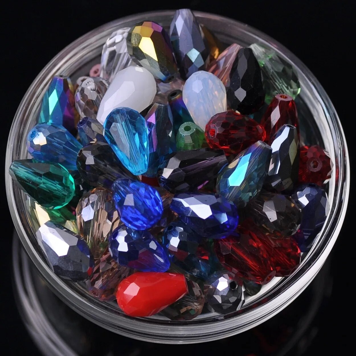 Weargolsil граненые бусины из стекла капля AB покрытие разный размер 7x5mm-48pcs, Random Mixed