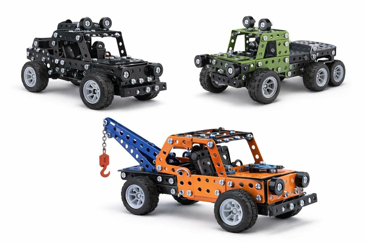 Конструктор винтовой "Транспорт", 190 деталей, металлический — фото 1