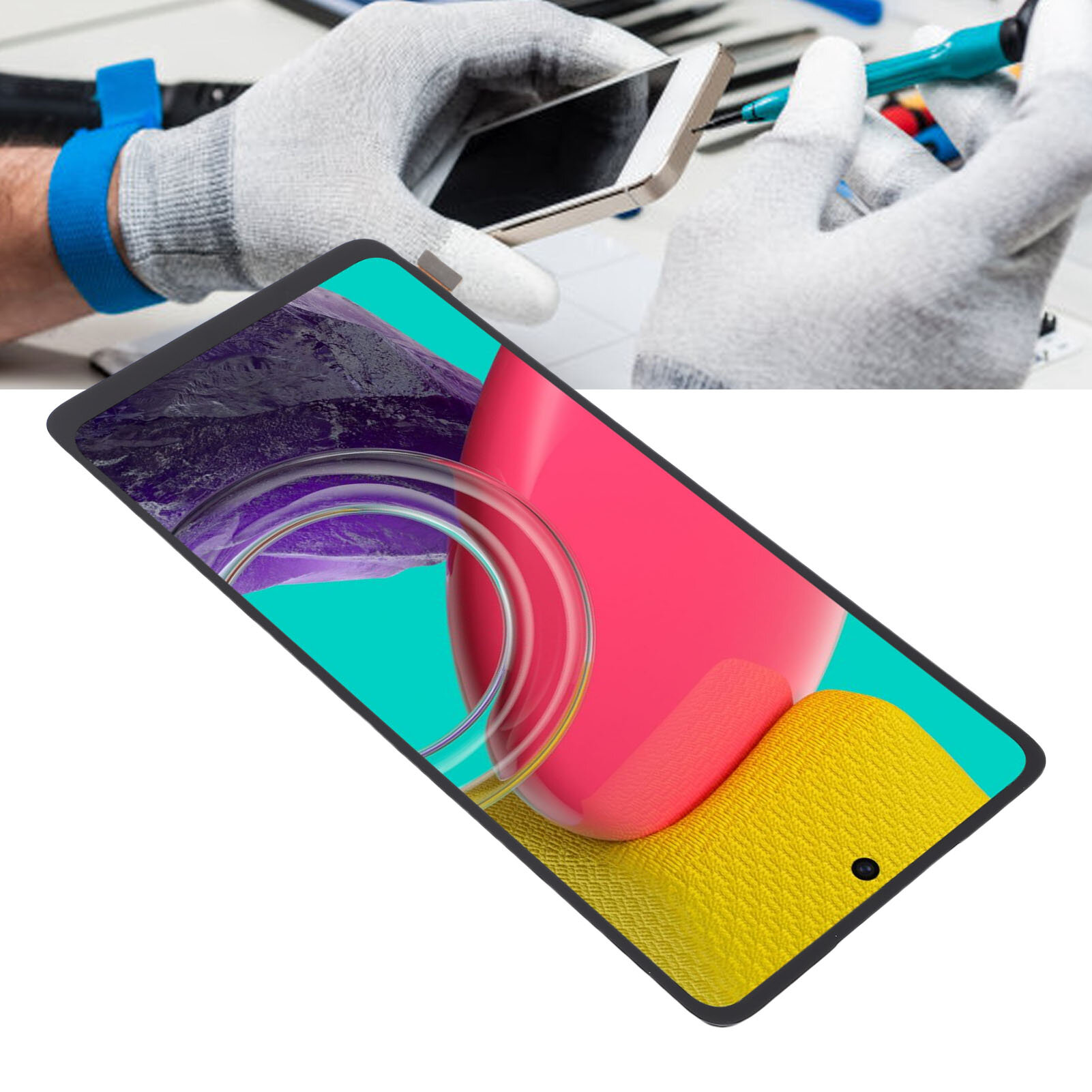 Замена экрана для Galaxy M53 5G M52 5G 6,7 дюйма TFT HD дисплей с цифровым преобразователем сенсорного экрана в сборе с инструментами для ремонта