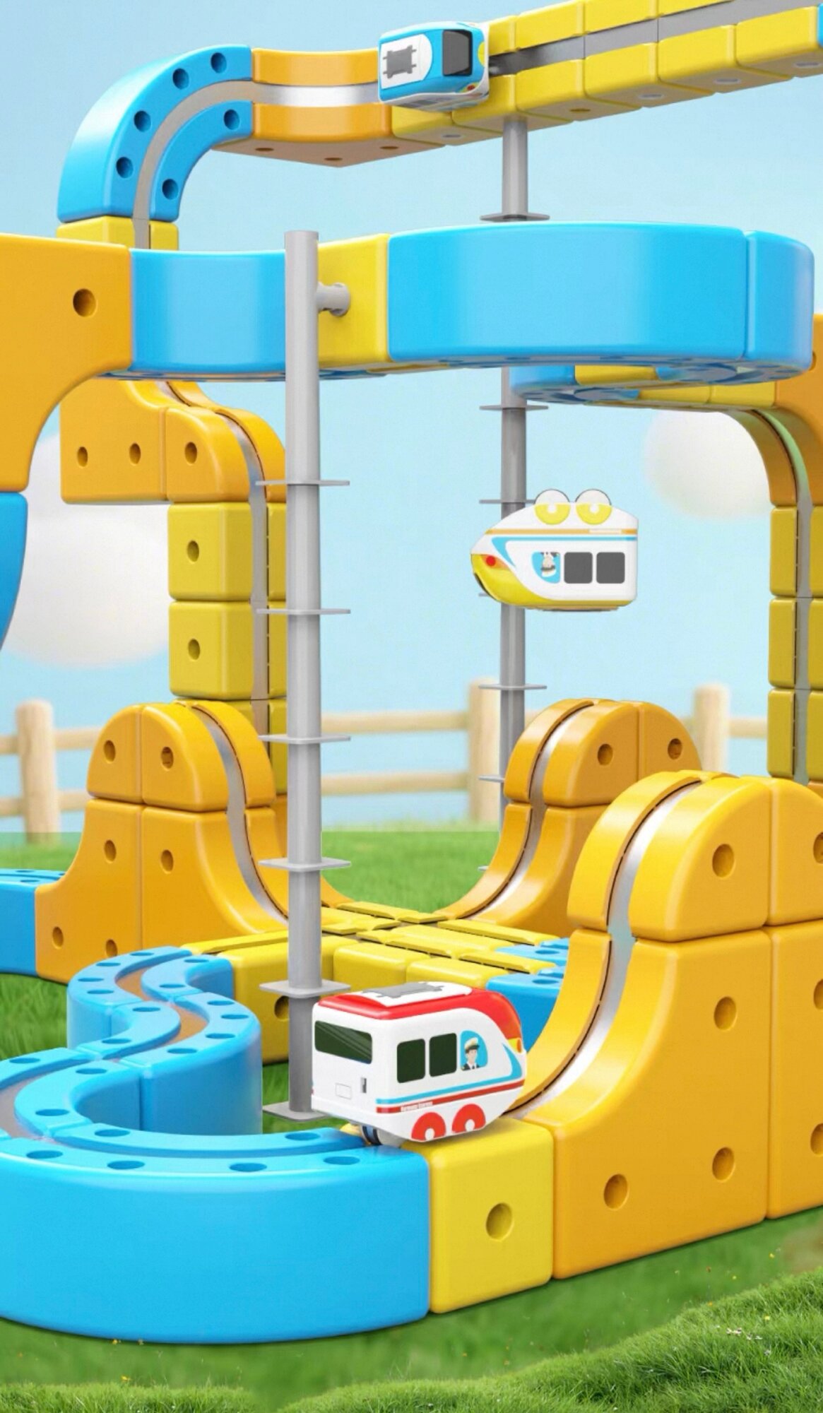 Магнитная дорога-конструктор "Машины и техника", для детей 5-7 лет, 69/90 элементов — фото 1