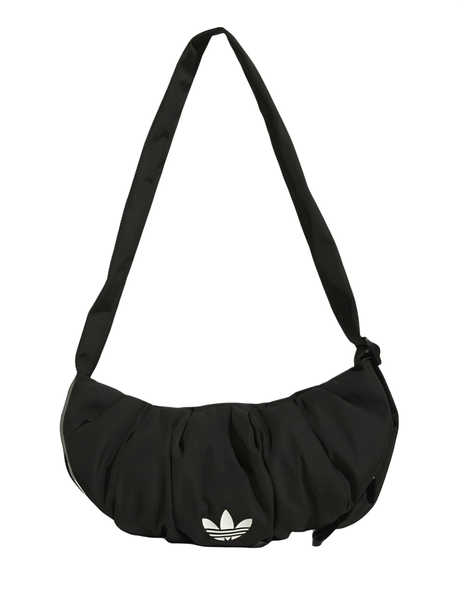 Сумка хобо adidas, фактура гладкая, черный — фото 1