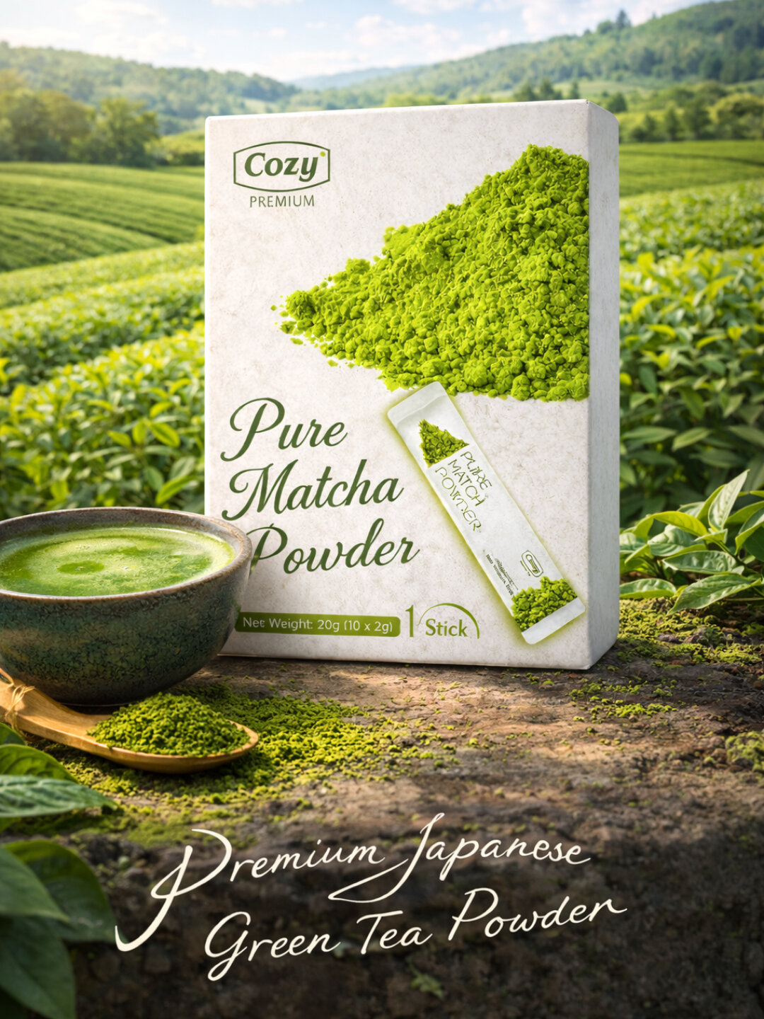 Cozy Premium Matcha — натуральный японский зелёный чай в порошке для бодрости и свежести