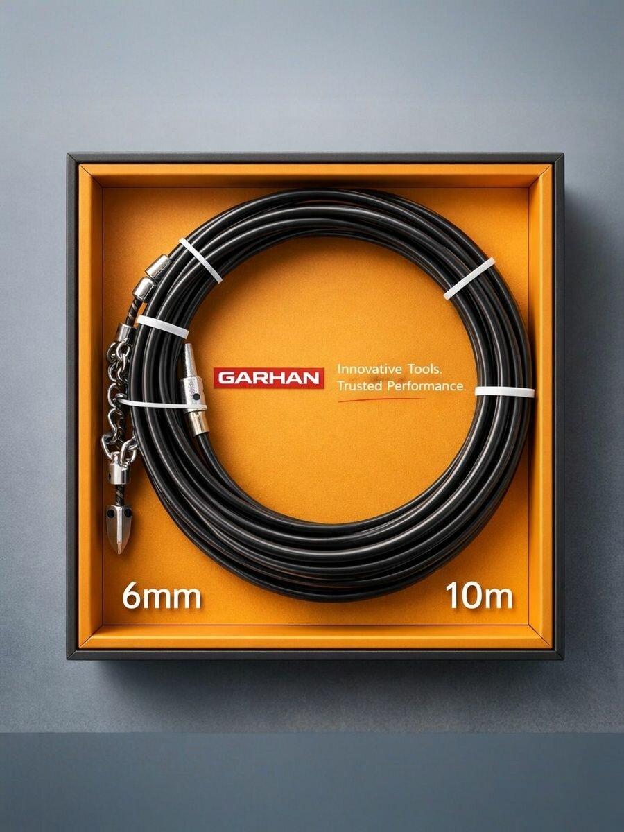 Гибкий вал, трос 6 мм 10 метров Premium GARHAN DUALSTEEL Комплект