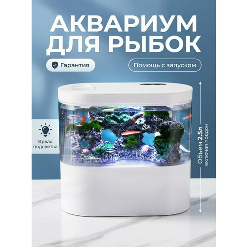 фото Нано-аквариум jingye с фильтром и подсветкой, литра, белый, прямоу