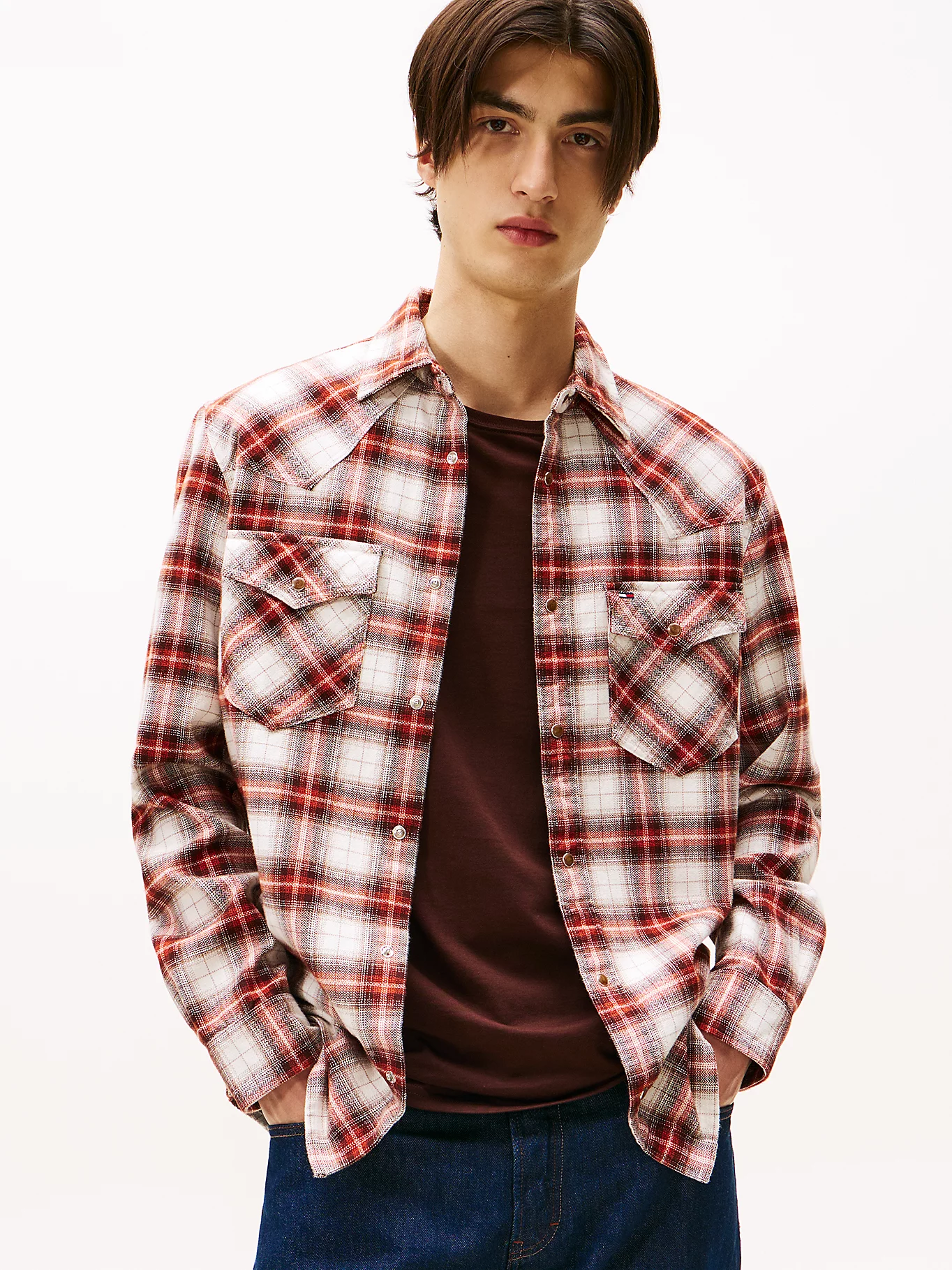 Рубашка Tommy Jeans, размер L, оранжевый — фото 1