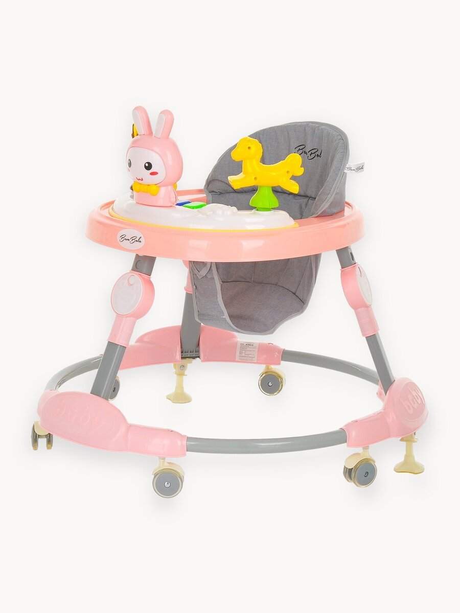 Ходунки детские Bambola, каталка для малышей Зайчик (круглые) Soft Pink/Нежно-розовый