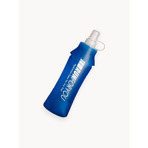 Бутылка спортивная мягкая для бега с ремешком на руку 500 мл. синяя RUN FOR YOU