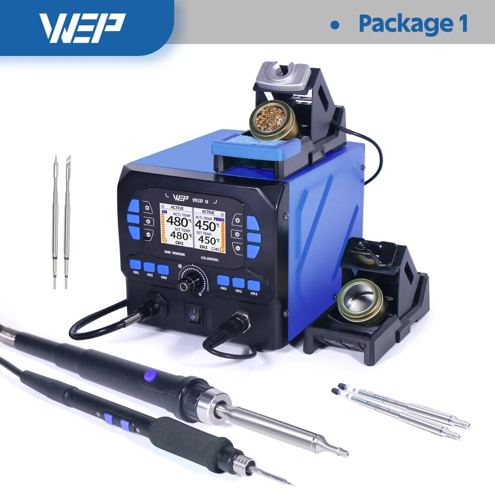 WEP 992D II паяльная станция 2-в-1, 992D-II package 1, 220V EU