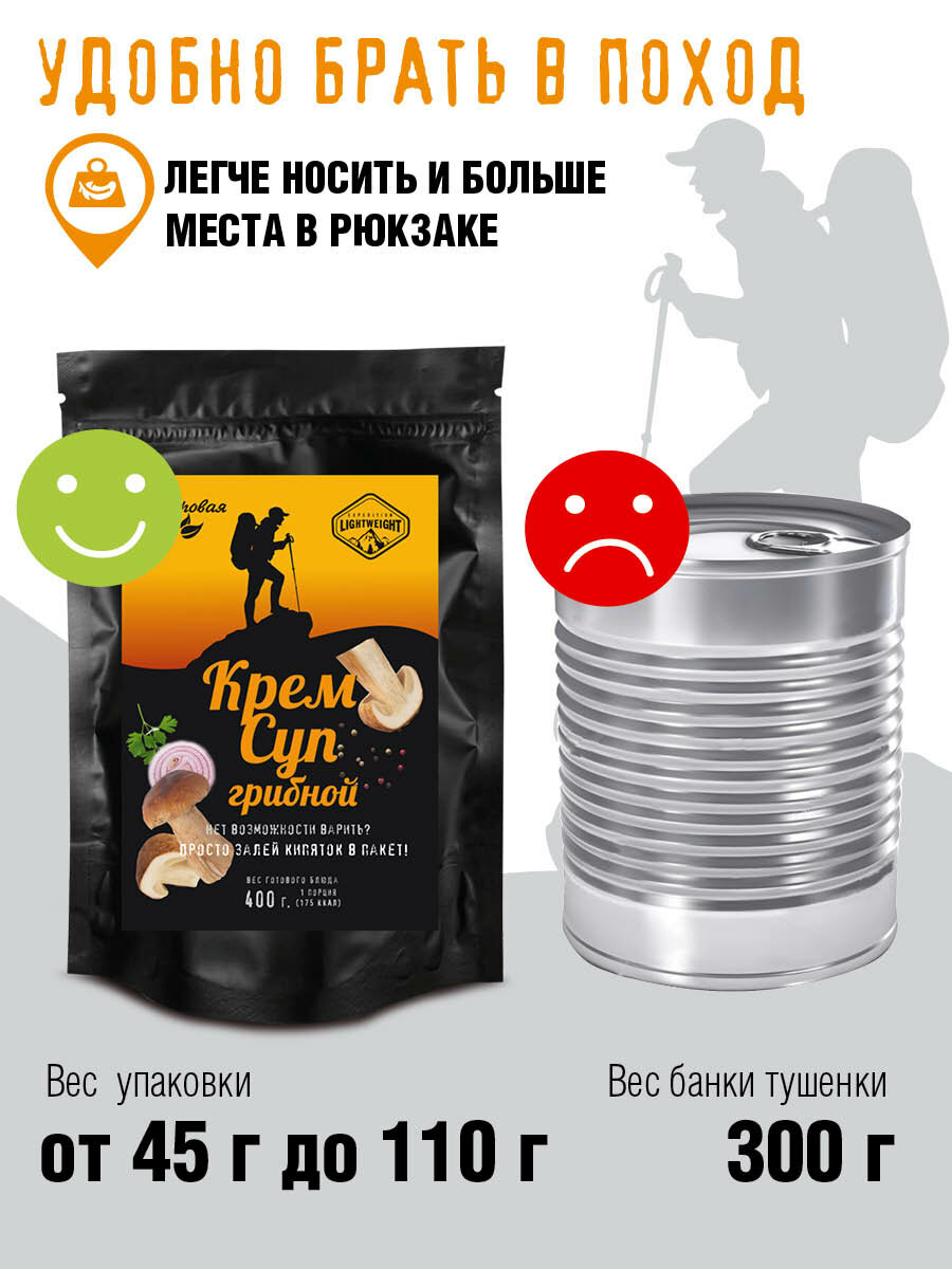 Изображение Крем-суп "Здоровая еда" быстрого приготовления грибной сублимированный для похода, 50 г