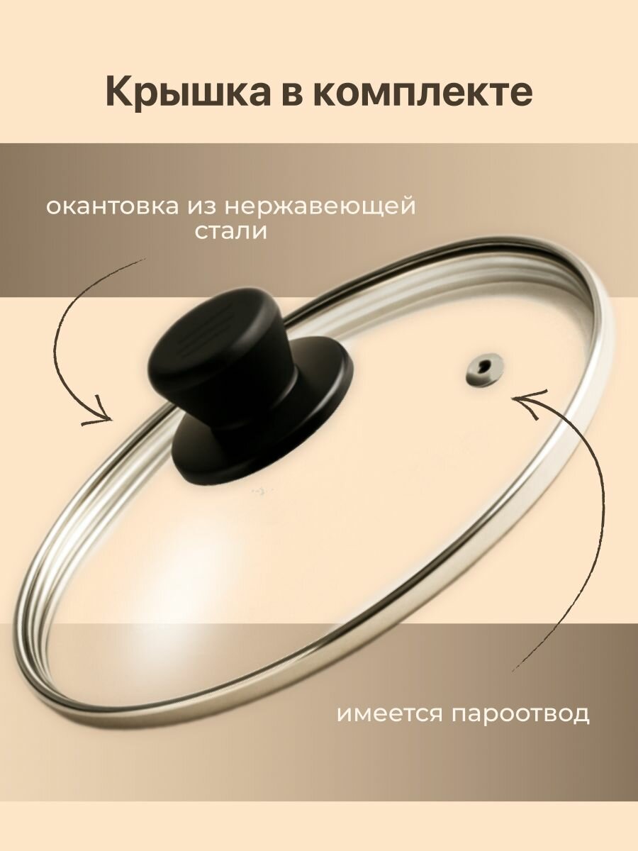 Ковш с антипригарным покрытием алюминиевый Shiny Kitchen, 1,2л, черный — фото 1