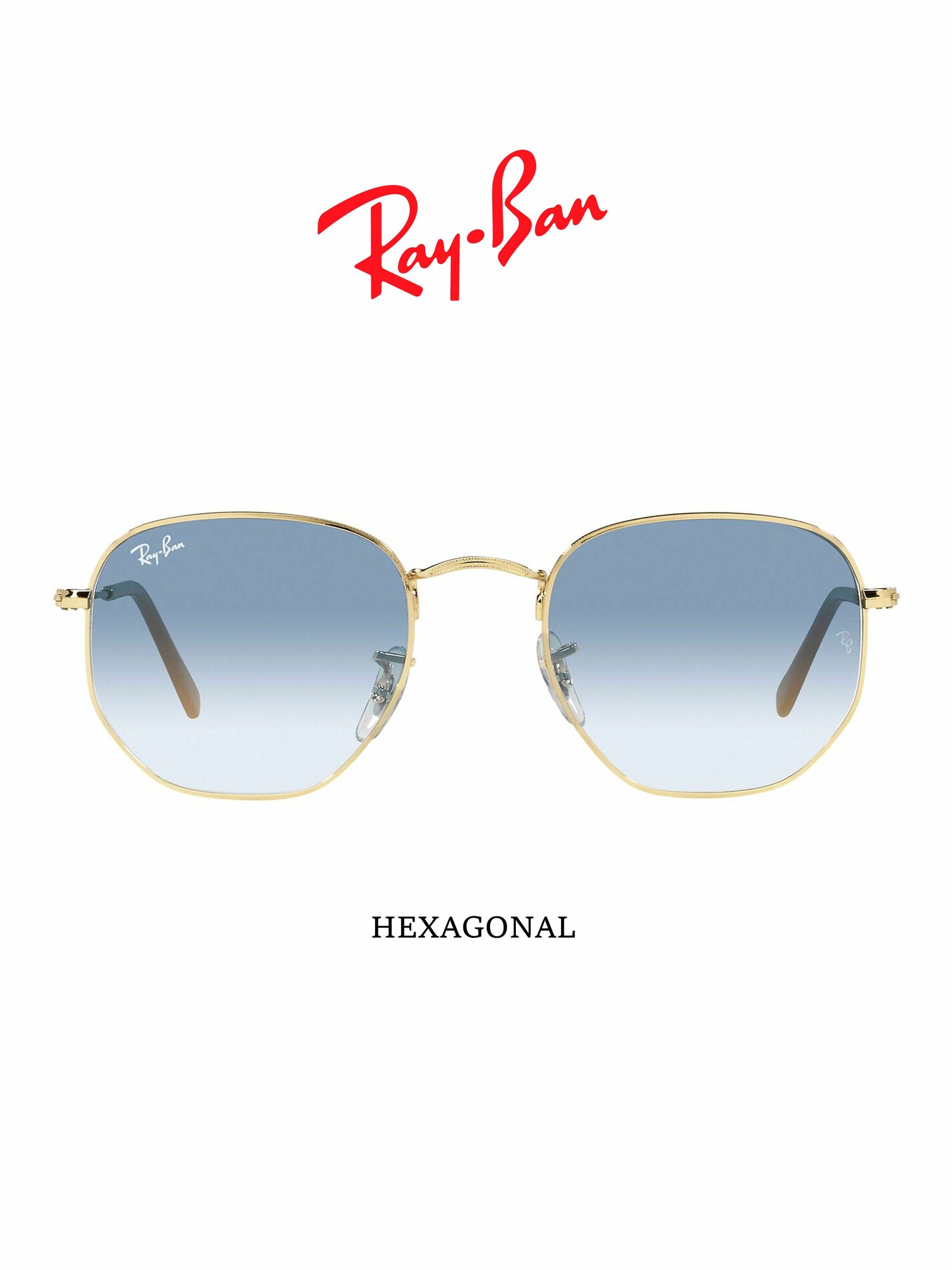 Солнцезащитные очки Ray-Ban, голубой, золотой