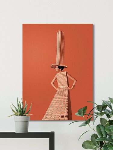 Изображение товара Пинтерест картина / абстракция -"Девушка в цилиндре" , сканди стиль, декор на стену, 60х80 см.