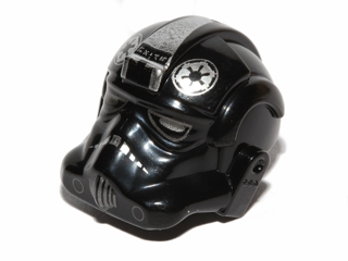 Minifigure, Headgear Helmet SW Stormtrooper Type 2, TIE Bomber Pilot with Silver Imperial Logo Pattern, 87556pb03 Black U