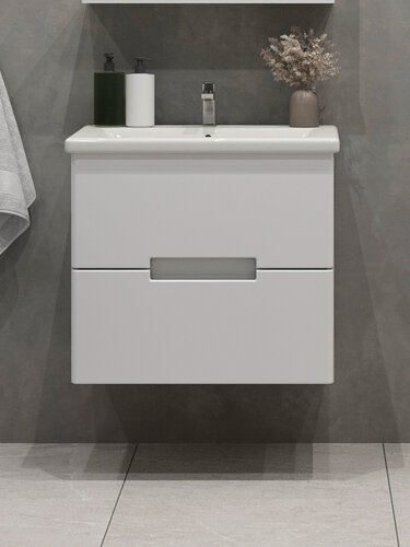 Изображение товара Тумба подвесная SanStar Ориана 60 с раковиной Como 60 (комплект) для ванной комнаты, белая