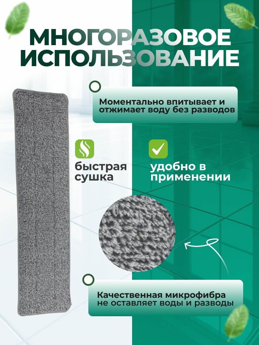 Насадка для швабры "Мой дом", микрофибра, с отжимом, 44x11 см — фото 1