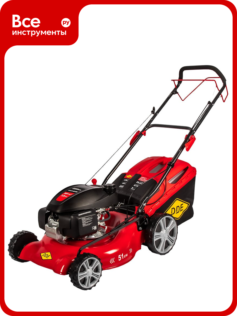 Бензиновая самоходная газонокосилка DDE LM 51-60 DH Honda 7,0 л. с, ширина 51 см, высота 25-75 мм, сбор-к 60 л, 915-021