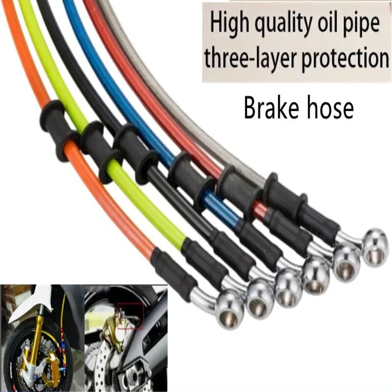40 см-80 см модификация мотоцикла тормозной шланг дисковый тормоз масляная трубка тормозная стальная горловая тормозная трубка универсальная тормозная трубка тормозная линия silver 70cm
