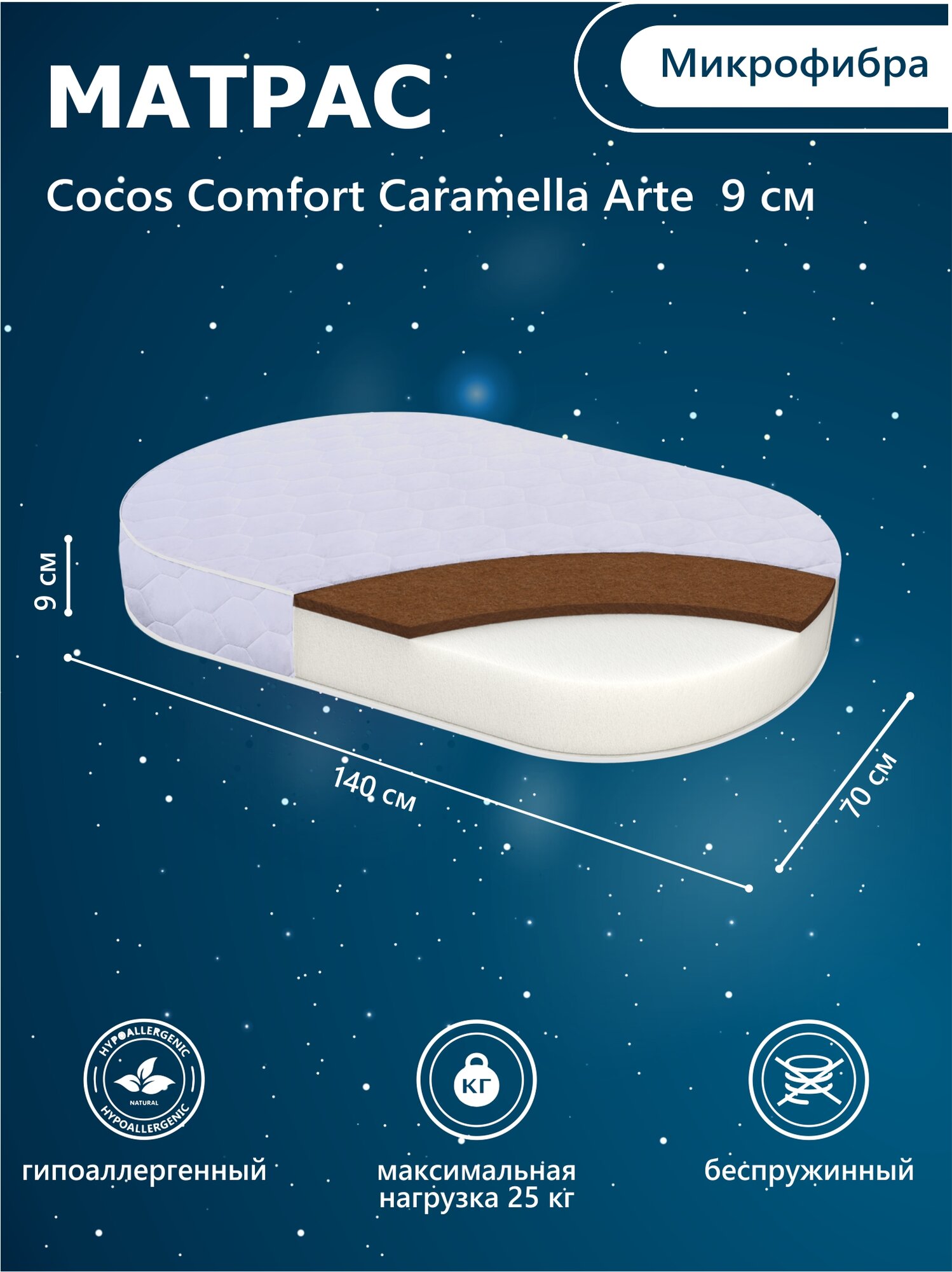 Матрас в кроватку Sweet Baby Caramella COCOS Comfort 139х69х9
