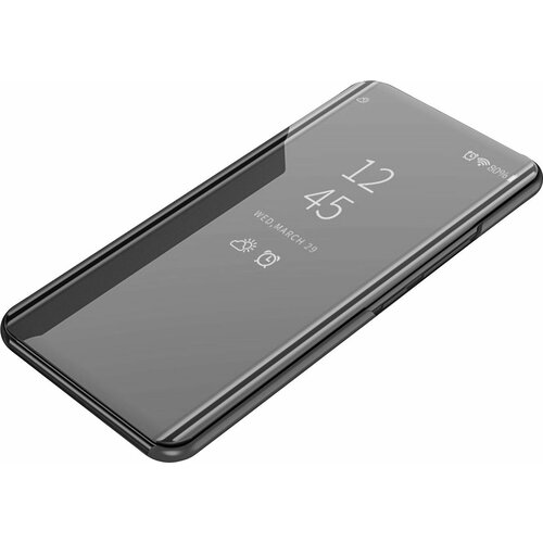 фото Чехол-книжка mypads для samsung galaxy s10 sm-g973f с дизайном clear view cover с полупрозрачной пластиковой крышкой с зеркальной поверхностью черный