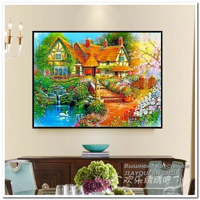 Набор для вышивания крестом 14CT, канва 50x60 см / готовая вышивка 40x50 см