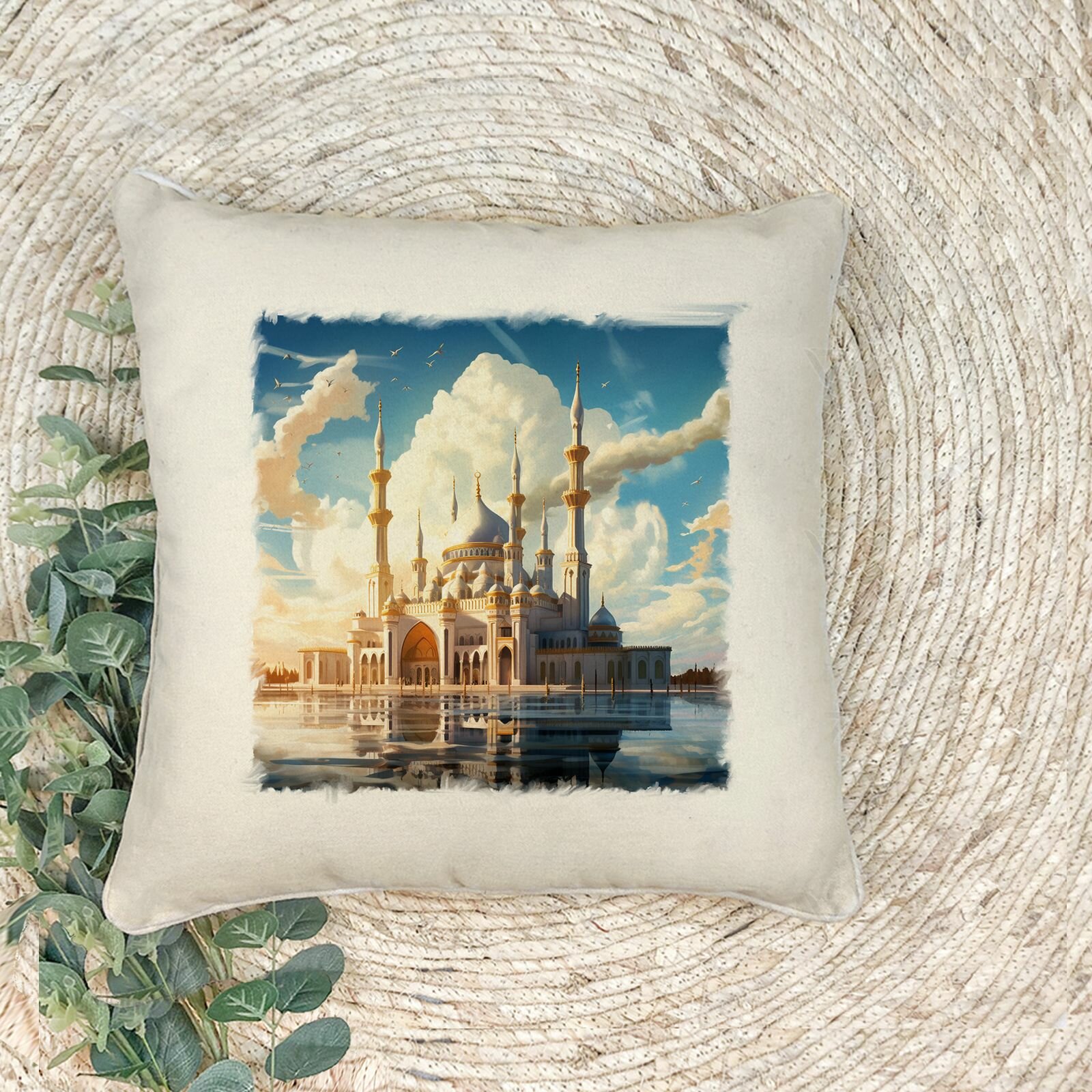 Наволочка для декоративной подушки "Мечеть", 41х41 см, эко-ткань хлопок/полиэфир