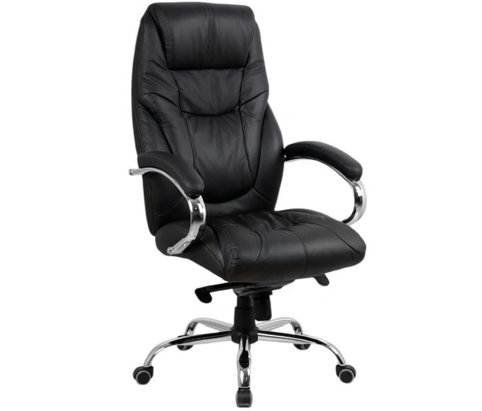 Офисное поворотное кресло Kingstyle SHL-6 Tonpo NL Chrome (натуральная кожа черный)
